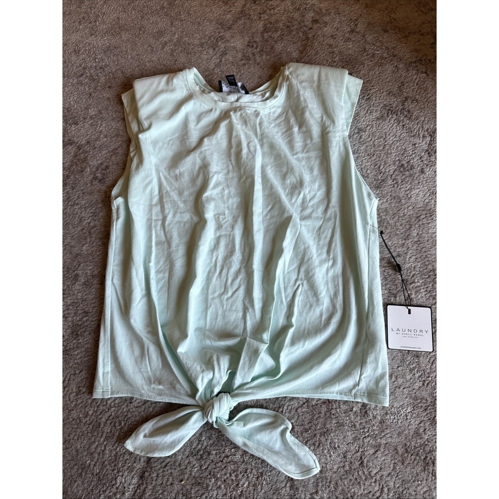New Laundry By Shelli Segal Womens Light Aqua Mint Cap  Sleeve Stretch Top
